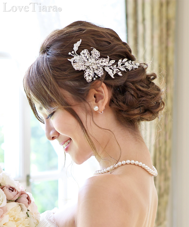 秀逸 2G♡ヘッドドレス パールヘアアクセサリー花嫁結婚式髪飾りウェディング シルバー
